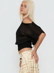 Maxtonn Sheer Off Shoulder Top Black