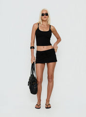 Dynah Tie Waist Tipping Mini Skort Black