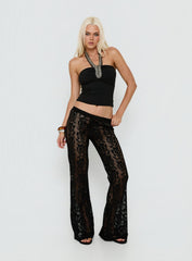 Rosadonna Lace Flare Pants Black