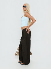 Selective Memory Low Rise Wide Leg Cargo Pants Dark Charcoal