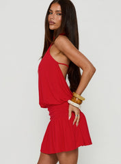 Lealeia Halter Slouch Mini Dress Red