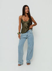 Opaline Sequin Cami Top Green