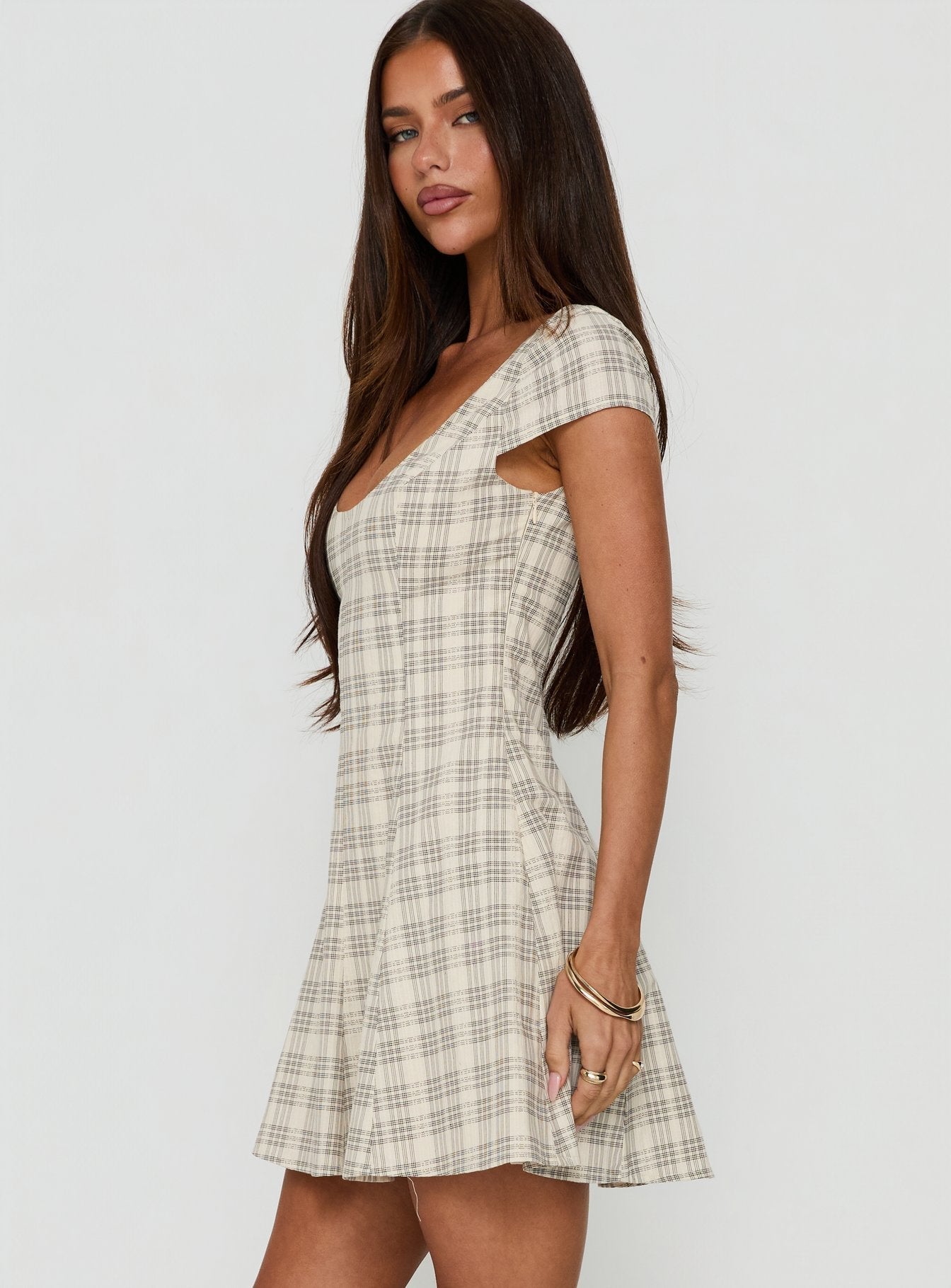 Bowee Fit And Flare Mini Dress Check