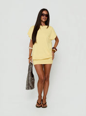 Gysello Low Back Slouchy Mini Dress Banana Yellow