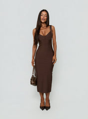 Justina Bandage Midi Dress Brown
