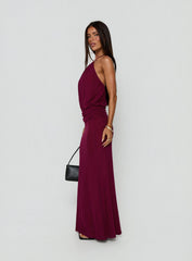 Casperina Ruched Halter Maxi Dress Berry