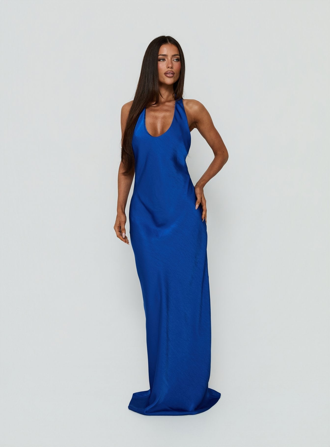 Bare Halter Maxi Dress Blue
