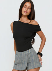 Back To Back Off Shoulder Twist Back Bodysuit Black