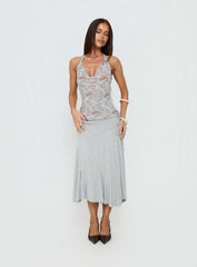 Xiomara Cowl Halter Top Blue Paisley