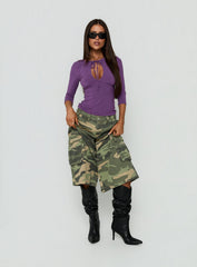 Yemina Keyhole 3/4 Sleeve Top Purple