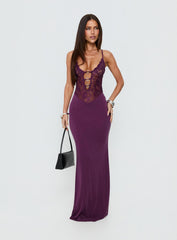Totema Lace Halter Maxi Dress Purple