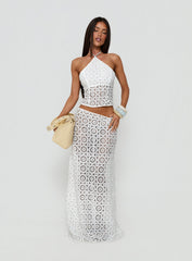 Starting Fresh Crochet Maxi Skirt White