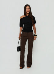 Luckiest Girl Off Shoulder Cinched Top Black