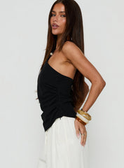 Deia Bead Detail Arrowneck Top Black