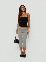 Sienah Ribbed Lace Cami Top Black
