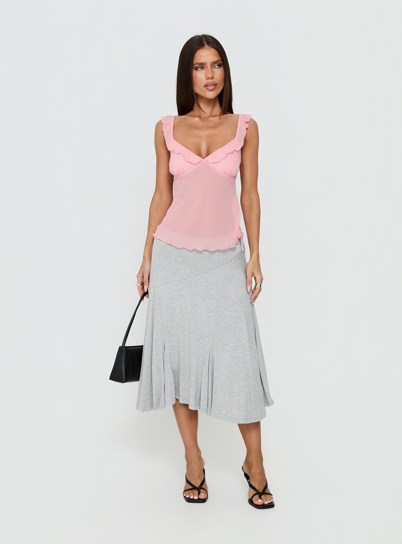Zayliah Frill Detail Top Pink