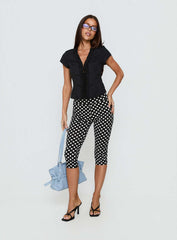 Perennial Frill Plunge Neck Top Black