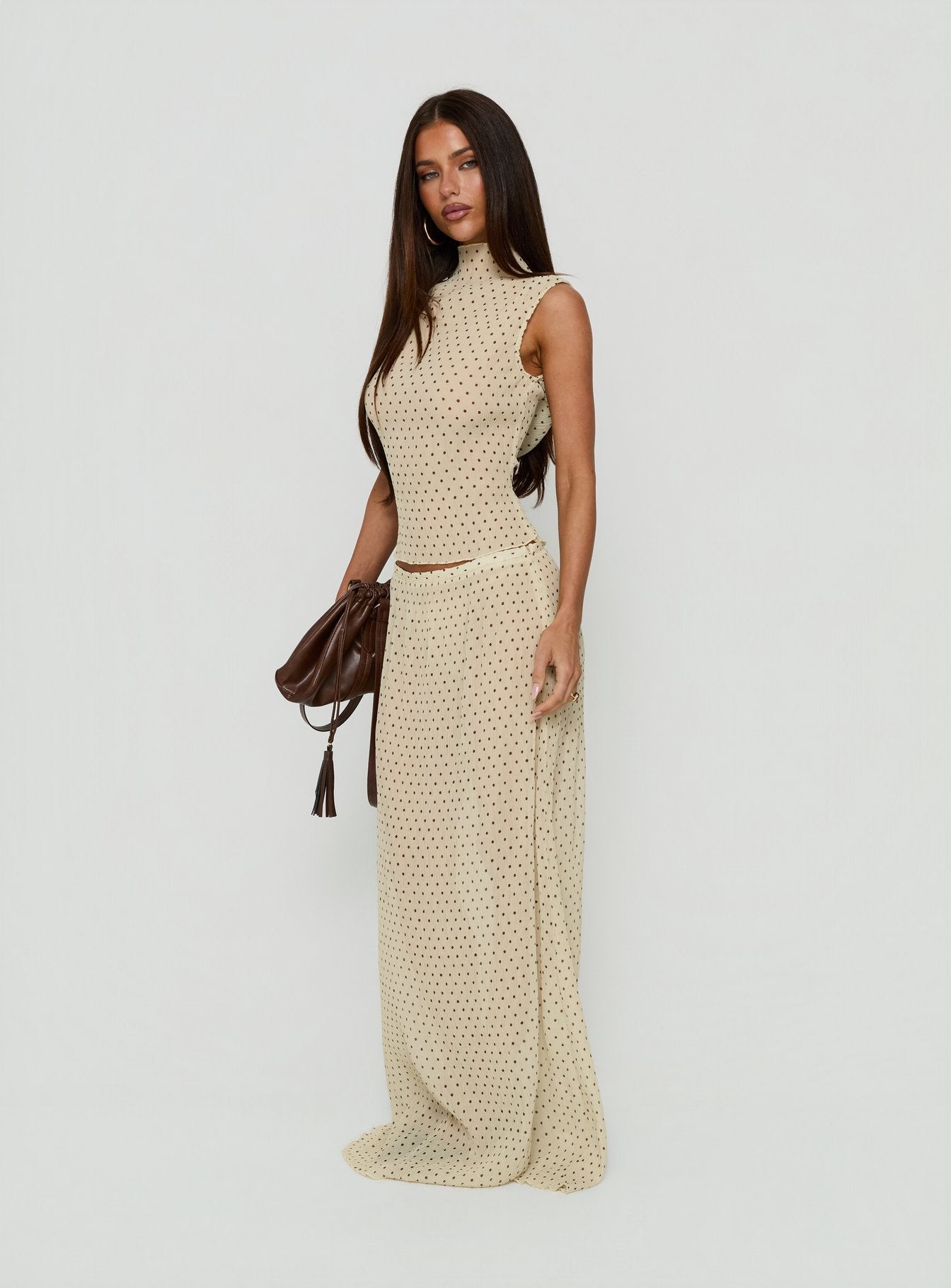 Ford Maxi Skirt Butter / Chocolate Polka Dot
