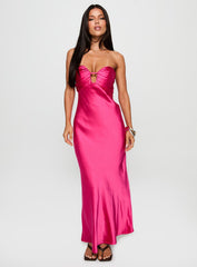 Cyprian Strapless Maxi Dress Hot Pink