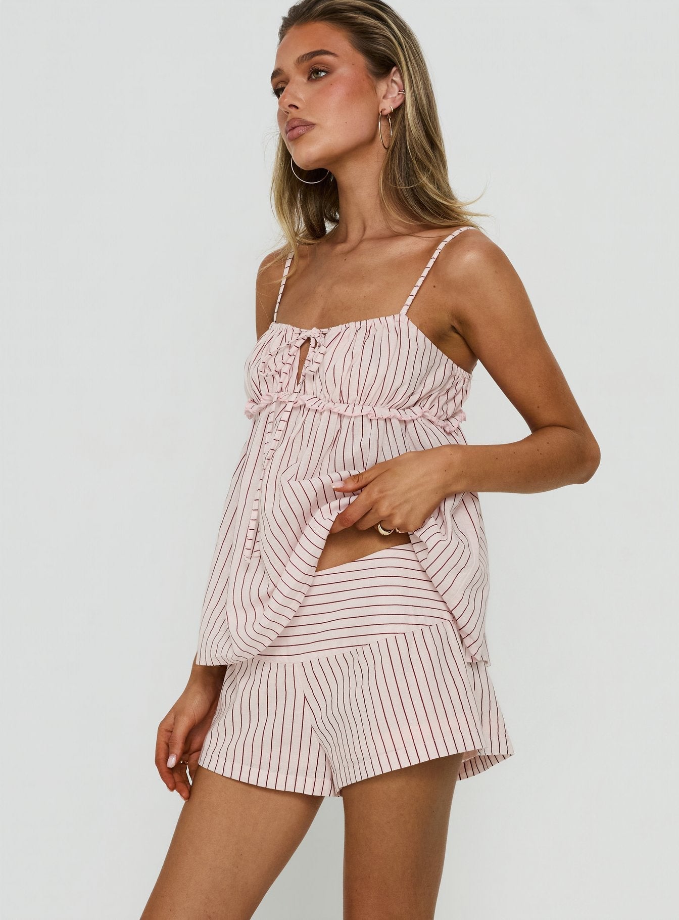 Terza Foldover Micro Shorts Pink Stripe