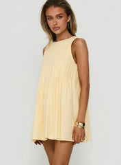Dreamboat Pleated Mini Dress Yellow
