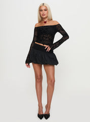 Dance For Me Off Shoulder Lace Top Black