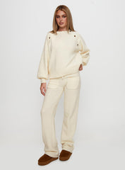 Susi Fluffy Knit Pant Ivory