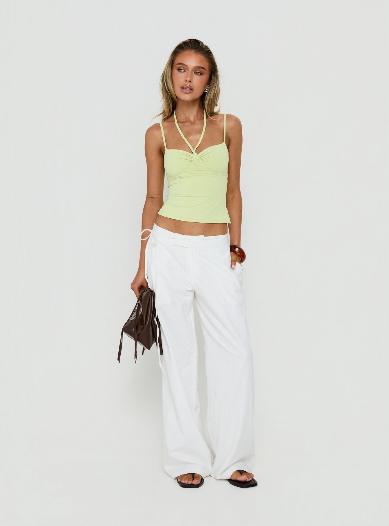 Mylana Straight Leg Tie Pants White