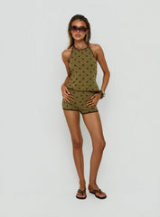 Speranza Micro Shorts Green Polka Dot