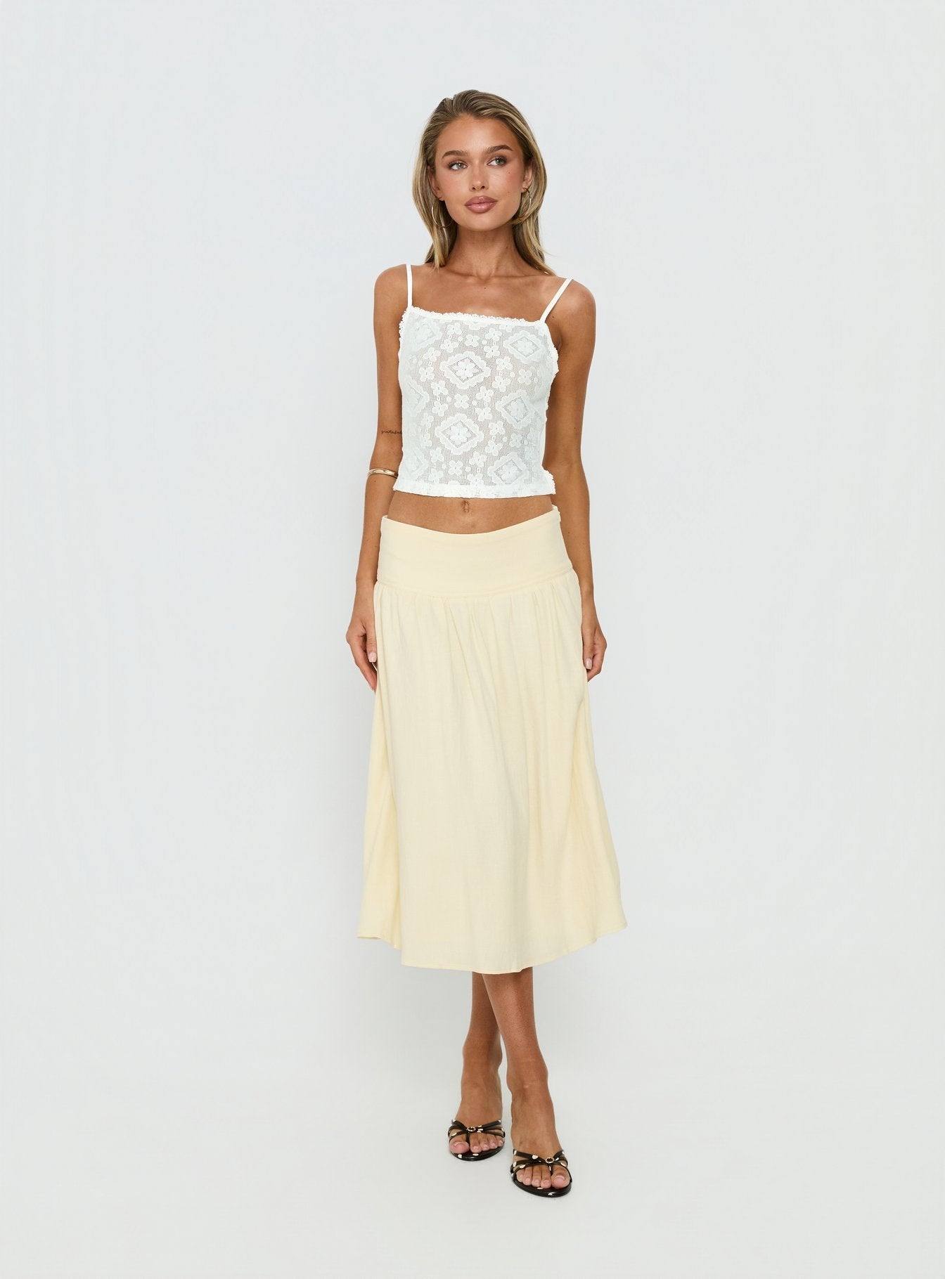 Lichen Lace Backless Top White