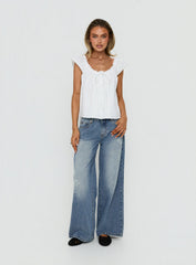 Johnni Floral Printed Low Rise Jeans Mid Wash