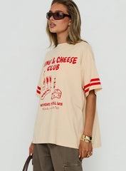 Grazing Club Oversized Graphic Tee Cream / Red
