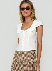 Gardinia Collared Button Down Top White