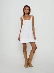 Lucka Babydoll Tie Mini Dress White
