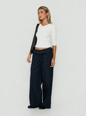 Amaiza Frill Drawstring Straight Leg Pants Navy