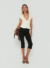 Alexandrea Plunge Button Up Top Cream