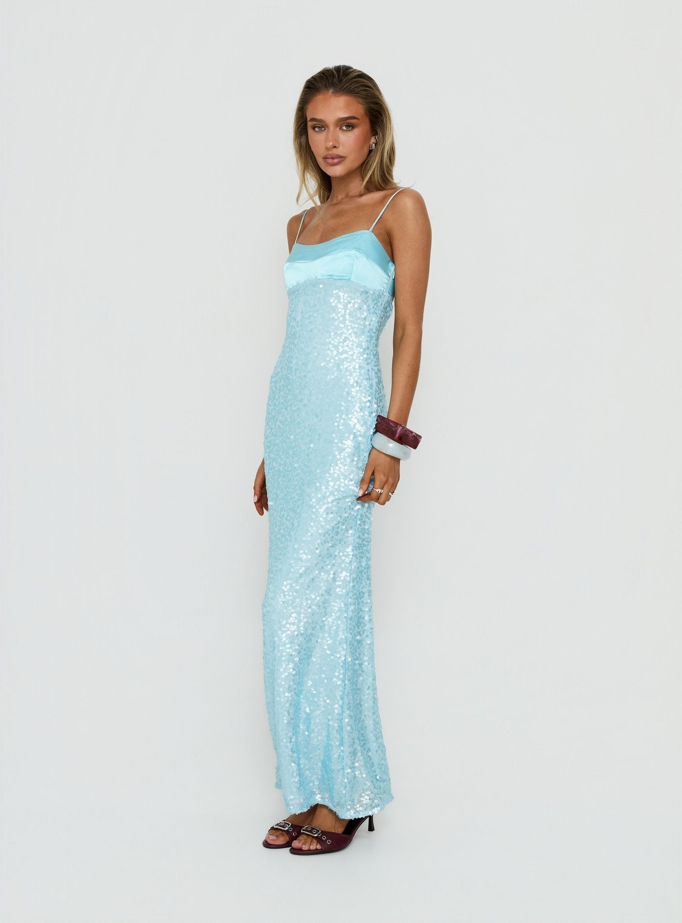Every Lifetime Sequin Maxi Dress Baby Blue