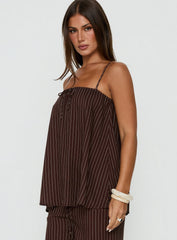 Amibella Boxy Cami Top Brown / Cream Stripe