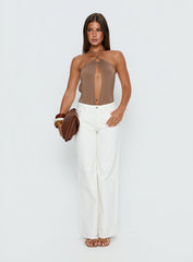 Damiana Cut Out Bodysuit Brown