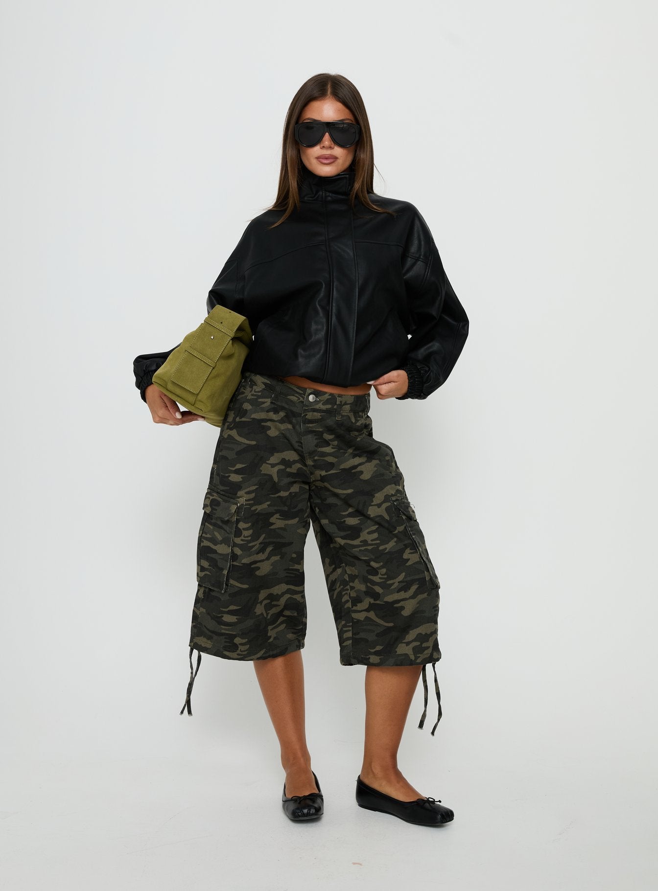 Dialtone Funnel Neck Faux Leather Jacket Black