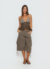 Vinton Button Detail Cami Top Mocha