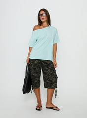 Settle Down One Shoulder Top Aqua