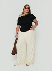 Dalten Off Shoulder Button Detail Top Black Curve