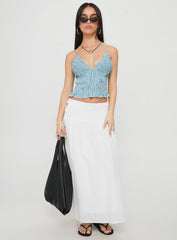 Marilou Shirred Top Blue Stripe