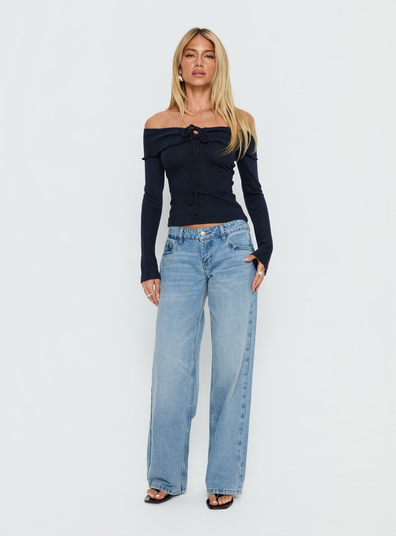 Ellanor Low Rise Slouch Denim Jean Washed Mid Blue Wash Petite