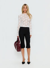 Devony Sheer Long Sleeve Top White