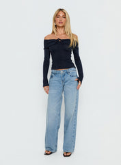 Ellanor Low Rise Slouch Denim Jean Washed Mid Blue Wash Tall