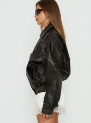 Jaxton Faux Leather Jacket Brown