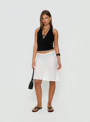 Evangela Sheer Midi Skirt White Polka Dot