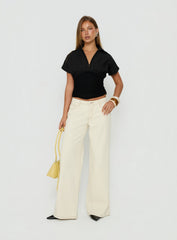 Chalia Ruched Collared Top Black